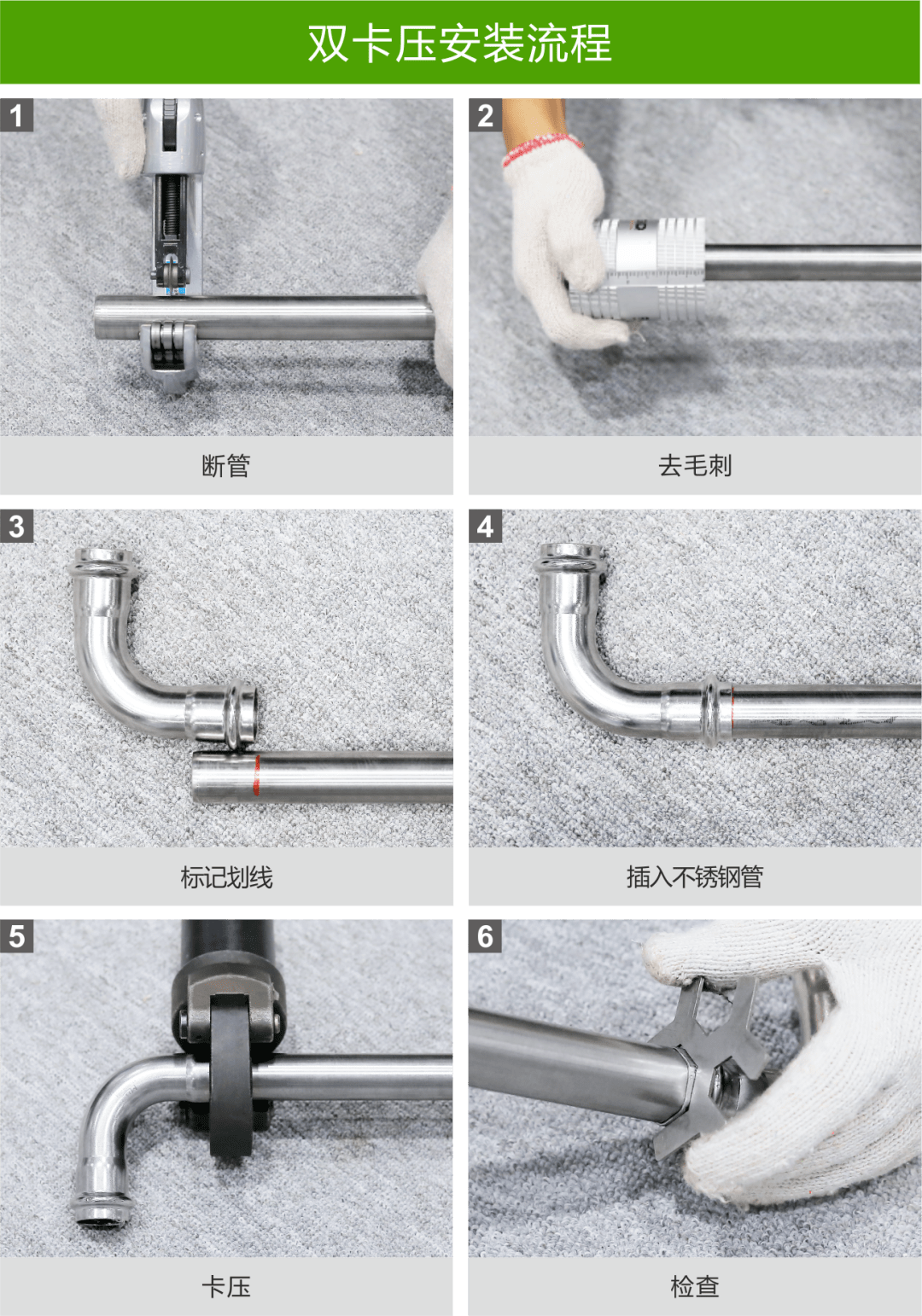 不锈钢水管连接安装技术规范-双卡压篇(图4)